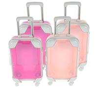 Sewroro Boîte À Faux Cils Mini Valise Vide Organisateur De Cils Simulation De Chariot Trousse De Maquillage Boîte De Voyage Miniature pour Femmes 4 Pièces