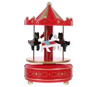 Sewroro Boîte à Musique Carrousel Délicate Rouge et Or, Décor Rétro pour Bureau et Maison, Présent Anniversaire et Noël, 1 Pièce, Décoration Festive et Mélodie Charmante