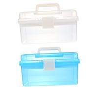 Sewroro Boîte De Rangement Portable Transparente Double Couche 2 Pièces Petite Taille Étui De Stockage Pour Papeterie Et Outils Usage Extérieur Intérieur