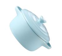Sewroro Bol à Ragoût en Céramique 230 Ml Bleu Clair à Double Poignée avec Couvercle Compatible Micro-Ondes Cuisine à Domicile et Cuisson Polyvalente