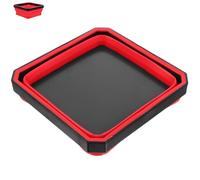 Sewroro Bol Magnétique Compact Pliable pour Pièces et Boulons, Plateau Rouge en Silicone pour Rangement Atelier et Bricolage