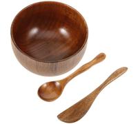 Sewroro Bol pour Masque Facial en Bois 3 Pièces - Bol Profond Spatule et Cuillère pour Mélanger Masques Visage Accessoire Beauté Maison et Institut Kit DIY pour Soin Peau Réutilisable