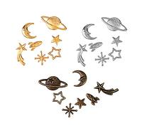 Sewroro Breloques en Alliage Lune Étoiles 105 Pcs pour Loisirs Créatifs Diy, Pack 3 X 35 Pièces, Mélanges Blanc K, Doré, Vert Antique, Accessoires Remplissage Époxy pour Fabrication