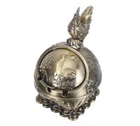 Sewroro Cendrier Coupe-Vent en Alliage de Zinc avec Couvercle Design Vintage Relief 3D Motif Coq Cendrier Compact pour Intérieur et Extérieur Présent pour Fumeurs Décoration Maison et