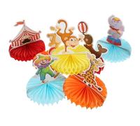 Sewroro Centre de Table Nid d'abeille Thème Fête Foraine Éléphant Girafe et Clown Décoration de Fête Carnaval Légère et Portable Accessoires pour Maison et Événements Garçon et Filles