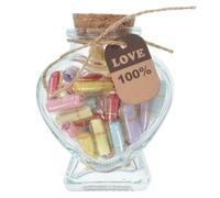 Sewroro Coffret de Bouteilles Décoratives Transparentes de Cœur Capsules Vides Papier à Souhaits Message Une Bouteille pour Couple Présent Saint-Valentin et Anniversaire Décor