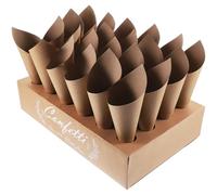 Sewroro Cornets en Papier Kraft pour Mariage 24 Trous 30 Feuilles, Porte-confettis et Cônes Décoratifs pour Pétales, Bonbons, Petits Bouquets - Support Stable pour Cérémonie et Fête