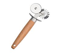Sewroro Coupe-Pizza Double Roue en Acier Inoxydable avec Manche en Bois Outil de Découpe de Pizza et Pâte Accessoire Cuisine Résistant Compatible Lave-Vaisselle pour Pizza Maison et