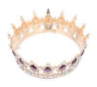 Sewroro Couronne de Mariage Baroque Dorée Strass Goutte Violet Diadème Léger en Alliage Accessoire Cheveux pour Mariée et Fête Couronne de Reine Élégante pour Anniversaire