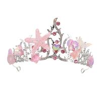 Sewroro Couronne de Sirène Océanique pour Filles Accessoire Coiffure Strass et Coquillages Bandeau Rose Sirène Épais Anniversaire et Déguisement Plage