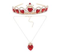 Sewroro Couronne Princesse Strass en Alliage Rouge Collier Cœur, Accessoire Mariage et Anniversaire Femme Adulte, Diadème Léger pour Fête et Reconstitution Historique