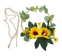 Sewroro Couronne Suspendue de Tournesols en Fer et Fleurs Artificielles, Décoration Murale Solide pour Vitrine et Photo, Ambiance Printanière et Estivale Réaliste