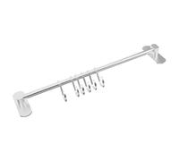 Sewroro Crochet Mural Multifonction en Aluminium Spatial 40 Cm 6 Crochets, Porte-ustensiles Cuisine Robuste, sans Perçage, pour Salle de Bain et Rangement D’ustensiles Cuisine