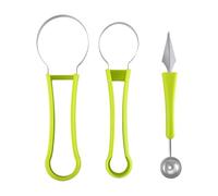 Sewroro Cuillère à Melon en Acier Inoxydable, Cueilleur de Fruits Vert, Outil Multifonction pour Creuser, Trancher et Sculpter les Fruits, Ustensile la Cuisine Solide et Facile à