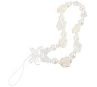 Sewroro Dragonne Téléphone Perles Imitation Nœud Décoratif Bracelet Poignet Charm Portable Femme Fille