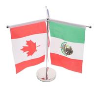 Sewroro Drapeau de Table International 3 Pièces avec Socle en Métal Inoxydable Mini Drapeau de Bureau 15 CM Support Compact pour Décoration de Salle de Réunion et Fête