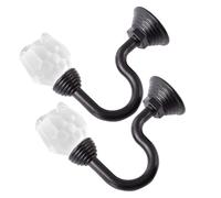 Sewroro Embrasses de Rideaux en Cristal Noir Crochets Muraux en Alliage d'Aluminium Lot de 1 Paire Crochets en U pour Rideaux et Vêtements Décoration Intérieure pour Salon et Chambre