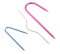 Sewroro Ensemble de 3 Aiguilles à Tricoter Torsadées de U en Aluminium Porte-Mailles pour Tricot à Torsades Aiguilles à Laine Gros Chas Outil Polyvalent pour Travaux Manuels de Tricot