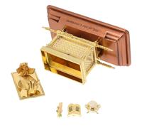 Sewroro Ensemble de 4 Pièces Figurines de Table Religieuses Judaïsme Statue Miniature Arche D’Alliance en Résine 112X58X73 CM Ornement Spirituel Couvercle Ouvrant Récipient à Manne