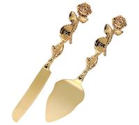 Sewroro Ensemble Serveur à Gâteau 2 Pièces en Alliage de Zinc Doré, Lame Dentelée pour Découpe Précise, Manche Long Ergonomique, Ustensiles la Cuisine pour Fêtes, Anniversaires et