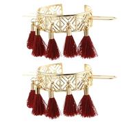 Sewroro Épingles à Cheveux Rétro Creuses à Pompon 2 Pièces, Taille Moyenne, Alliage Métallique, Accessoires pour Cheveux de Fille, Chignon Décoratif Élégant, Usage Quotidien et Fêtes