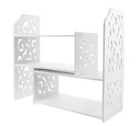 Sewroro Étagère de Bureau en Bois Extensible Bibliothèque de Bureau Blanche Compact pour Étudiants Rangement Modulable Meuble de Rangement Pratique pour Maison