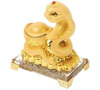 Sewroro Figurine Serpent Dorée en Résine 125x80x141 Mm, Décoration Feng Shui pour Maison et Bureau, Statue Zodiac Chinois 2025 à Collectionner, Ornement Chance et Prospérité pour Nouvel