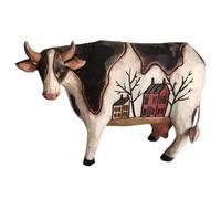 Sewroro Figurine Vache Décorative en Résine Petite Sculpture Fermière Artisanale Objet de Décoration Bureau et Maison Statuette Vache de Ferme Décoration