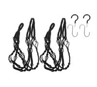 Sewroro Filet à Fleurs Suspendu en Corde de Coton Tressée Noire, Lot de 2 Set de 4 Crochets, Support pour Plantes D’intérieur et Extérieur, Panier Jardinière Macramé, Décoration Jardin