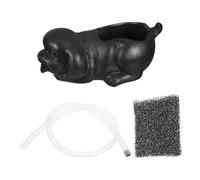 Sewroro Fontaine à Jet D’Eau en Céramique Forme Chiot Noir Décoration Aquarium Système de Filtration Écologique Pot Décoratif pour Plantes Cascade Intérieure et Extérieure Fontaine