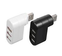 Sewroro Hub Adaptateur Multi-USB Rotatif en Plastique Blanc USB 2.0 à 3 Ports Pack de 2 Pièces pour Transmission de Données Simultanée pour Ordinateur Portable