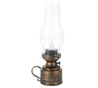 Sewroro Lampe à Pétrole Électronique Rétro en Plastique Lanterne Vintage sans Flamme Couleur Cuivre Ancien Éclairage Jaune Lampe Décorative D’Intérieur pour Bureau et Maison Ambiante