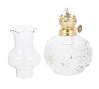Sewroro Lampe à Pétrole en Verre Vintage Lampe à Huile Décorative Transparente Adaptée pour Mèches 3-4 MM Éclairage D’Appoint pour Camping et Décoration Intérieure Lanterne Rétro