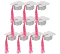 Sewroro Lot de 10 Couvre-gobelets à Vin de Mini Chapeau de Remise de Diplôme Argenté, Couverture Réutilisable pour Fête de Remise de Diplômes, Décoration de Verre, Accessoires