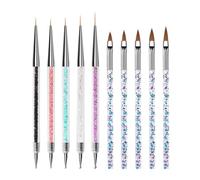 Sewroro Lot de 10 Stylos à Points pour Ongles et Pinceaux à Gel Double Embout, Accessoires Nail Art pour Manucure Professionnelle et Usage Domestique, pour Dessin Précis et Décoration