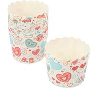 Sewroro Lot de 100 Caissettes à Cupcakes Moyennes en Papier PE Résistant à Haute Température Décorations Cupcake Cœur Emballages de Pâtisserie Jetables pour Fête et Usage Quotidien