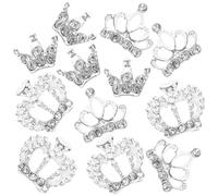 Sewroro Lot de 12 clous d’ongles en strass forme couronne 3D, accessoires manucure en alliage et strass, décorations ongles pour nail art, idéal fêtes et occasions spéciales