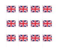 Sewroro Lot de 12 Petits Drapeaux à Main Royaume-uni en Polyester Léger et Portable, pour Décoration Extérieure et Fêtes ou Parades