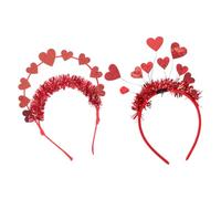 Sewroro Lot de 2 Bandeaux en Feutre de Cœur Rose, Bandeaux pour Cheveux Souples Non Glissants, Accessoires Saint-valentin, Fêtes, Mariages et Déguisements, Décoration Féminine Festive