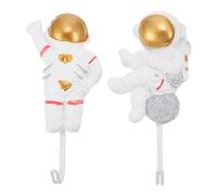 Sewroro Lot de 2 Crochets Adhésifs Muraux Astronautes en Résine Design Créatif 3D Fixation sans Perçage Décoration Intérieure Pratique pour Manteaux Paquet et Chapeaux Rangement