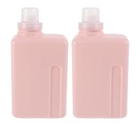 Sewroro Lot de 2 Flacons Distributeurs Carrés 1000Ml en PE Rose Bouteilles Rechargeables Anti-Fuite pour Lessive Liquide et Adoucissant Contenants Pratiques pour Buanderie et Voyage