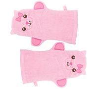 Sewroro Lot de 2 Moufles de Bain Exfoliants pour Tout-Petits Grosse Taille Motifs Chat Rose Accessoires de Doux pour Bébé Moufles Nettoyants et Massants pour Peau Délicate Usage