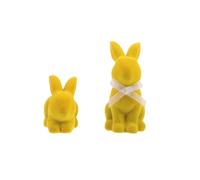 Sewroro Lot de 2 Ornements en Résine Floquée Lapin de Pâques Jaunes, Mini Lapins Décoratifs pour Centre de Table Printanier, Décoration Intérieure et Bureau, Figurines Animales pour Fête