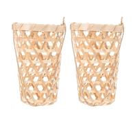 Sewroro Lot de 2 Paniers Suspendus en Bambou Tressé avec Corde en Toile de Jute Jardinières Murales pour Orchidées Fleurs et Petits Légumes Dimensions 9X14X6 CM Décoration Murale