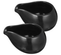 Sewroro Lot de 2 Pichets à Lait en Céramique Noire Pichets à Sauce Polyvalents pour Café Miel et Jus de Steak Capacité Surface Lisse Facile à Nettoyer Usage Domestique et