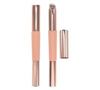 Sewroro Lot de 2 Pinceaux Double Embout Rétractables en Silicone Rose avec Capuchon Applicateurs Correcteurs Lèvres Mini Pinceaux Portables pour Maquillage Précis du Visage Lèvres
