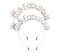 Sewroro Lot de 2 Serrage-Têtes Couronnes D’Anniversaire Femme 50 Ans en Strass Bandeaux Légers et Confortables Décorations Dorées et Argentées pour Fête D’Anniversaire Accessoires