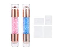 Sewroro Lot de 2 Tampons pour Nail Art Double Tête Petit Format Plastique Transparent et Silicone Couleurs Bleu et Rose Outil de Manucure DIY Précis et Solide pour Création D’Ongles
