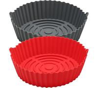 Sewroro Lot de 2 Tapis de Cuisson en Silicone Antiadhésif, Ronds 19 Cm, Doublure Réutilisable pour Friteuse à Air, Protection Panier Cuisson, Accessoires la Cuisine Polyvalents,