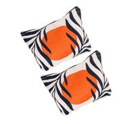 Sewroro Lot de 2 Trousses de Maquillage Imperméables en Coton-Lin Motifs Géométriques Clairs Taille Moyenne Pochettes Cosmétiques de Voyage Polyvalentes pour Femme Accessoires de